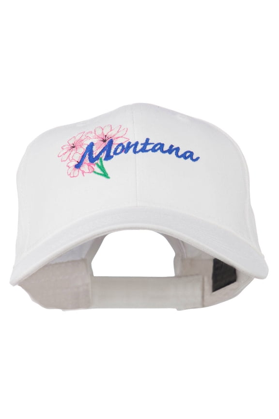 USA State Montana Bitter Root Embroidered Low Profile Cap - White OSFM