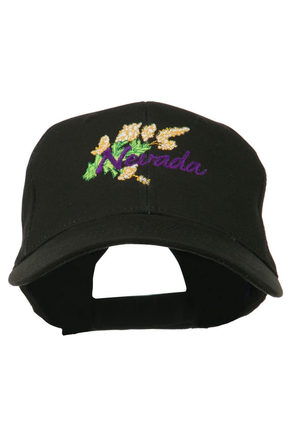 USA State Nevada Sagebrush Embroidered Low Profile Cap - Black OSFM