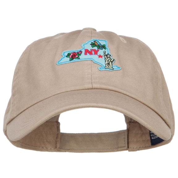 USA State New York Patched Low Profile Cap - Khaki OSFM