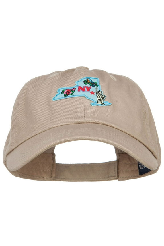 USA State New York Patched Low Profile Cap - Khaki OSFM
