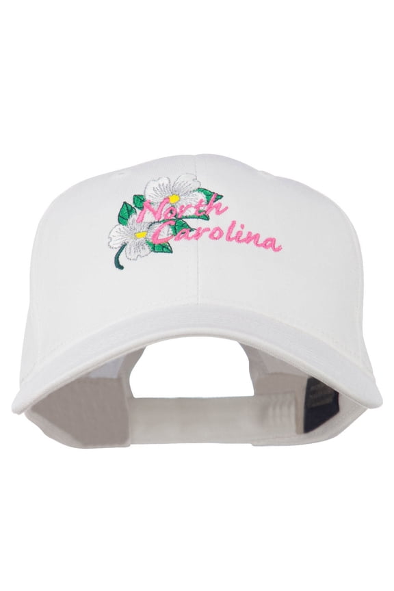 USA State North Carolina Embroidered Low Cap - White OSFM