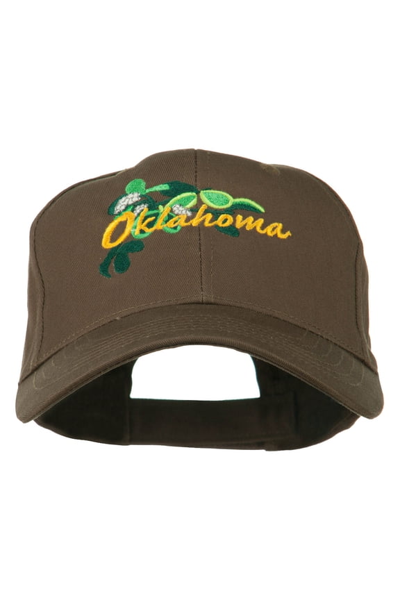USA State Oklahoma Mistletoe Embroidered Low Profile Cap - Brown OSFM