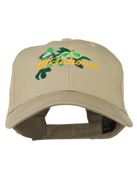 USA State Oklahoma Mistletoe Embroidered Low Profile Cap - Khaki OSFM