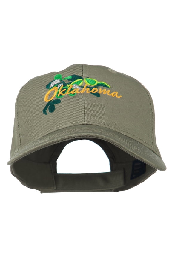 USA State Oklahoma Mistletoe Embroidered Low Profile Cap - Olive OSFM