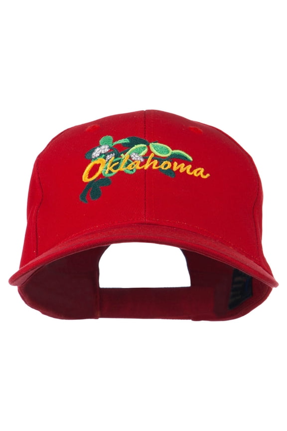 USA State Oklahoma Mistletoe Embroidered Low Profile Cap - Red OSFM