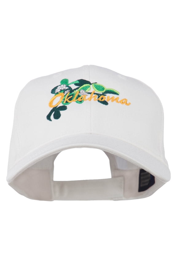 USA State Oklahoma Mistletoe Embroidered Low Profile Cap - White OSFM