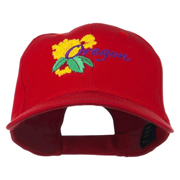USA State Oregon Flowers Embroidered Low Profile Cap - Red OSFM