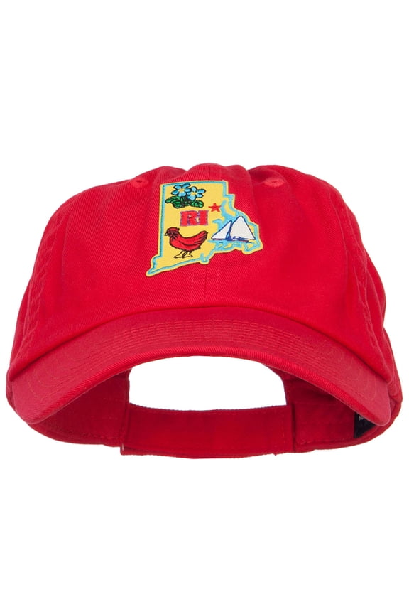USA State Rhode Island Patched Low Profile Cap - Red OSFM