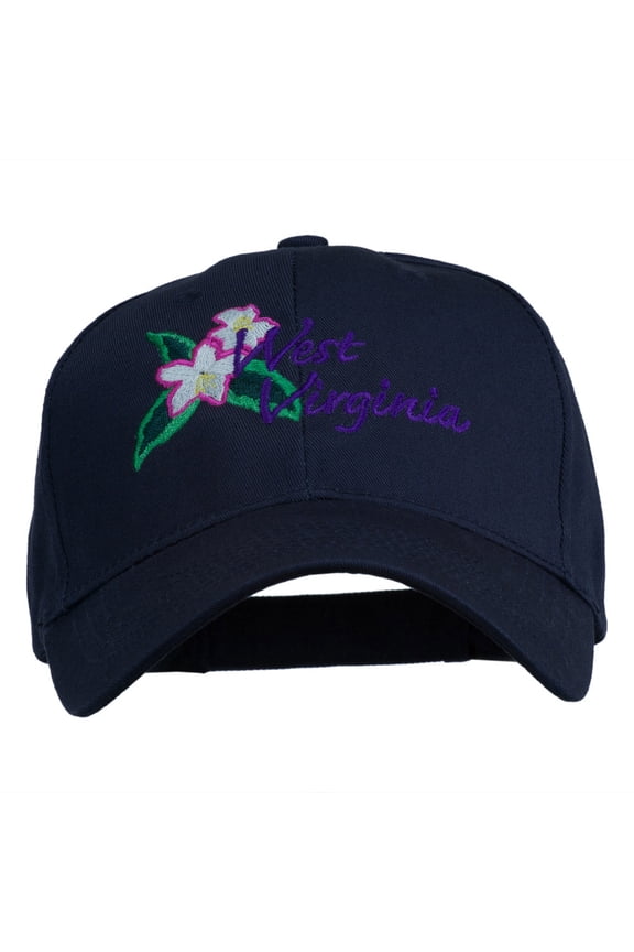 USA State West Virginia Flower Embroidered Low Profile Cap - Navy OSFM