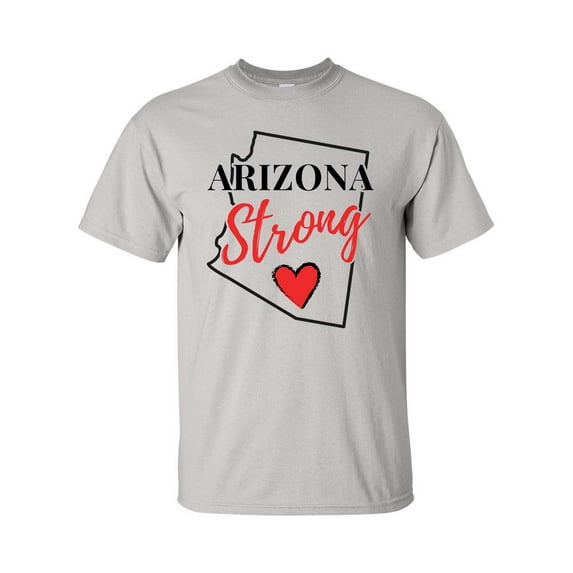 USA States Strong State Outline Heart Unisex Adult Short Sleeve T-shirt-Arizona-small