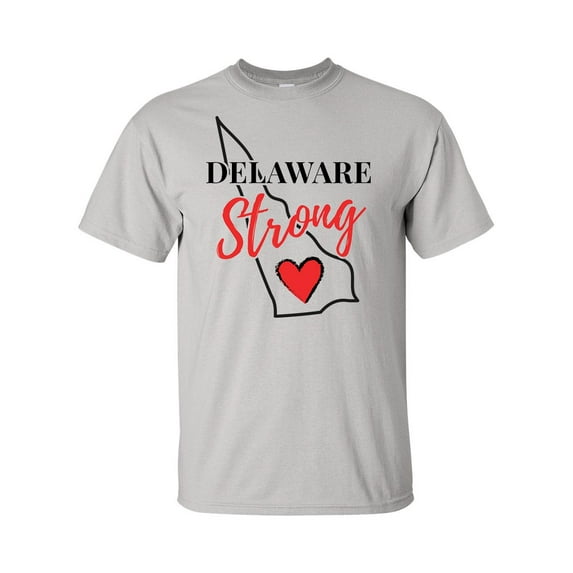 USA States Strong State Outline Heart Unisex Adult Short Sleeve T-shirt-Delaware-small