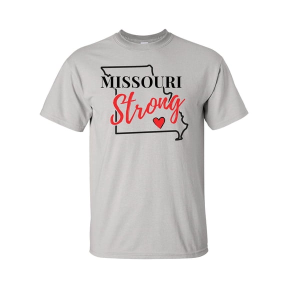 USA States Strong State Outline Heart Unisex Adult Short Sleeve T-shirt-Missouri-medium