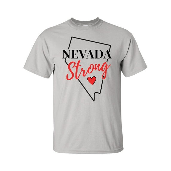 USA States Strong State Outline Heart Unisex Adult Short Sleeve T-shirt-Nevada-xxl