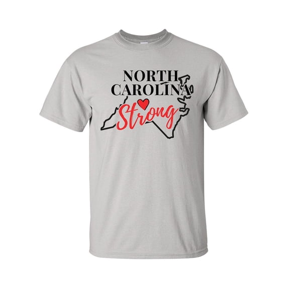 USA States Strong State Outline Heart Unisex Adult Short Sleeve T-shirt-North Carolina-xxl