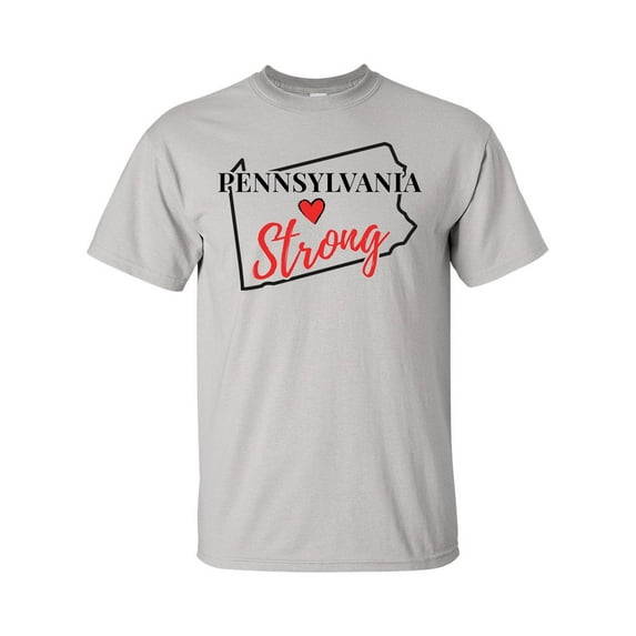 USA States Strong State Outline Heart Unisex Adult Short Sleeve T-shirt-Pennsylvania-xxl