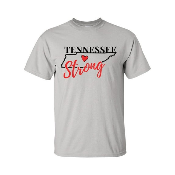 USA States Strong State Outline Heart Unisex Adult Short Sleeve T-shirt-Tennessee-small