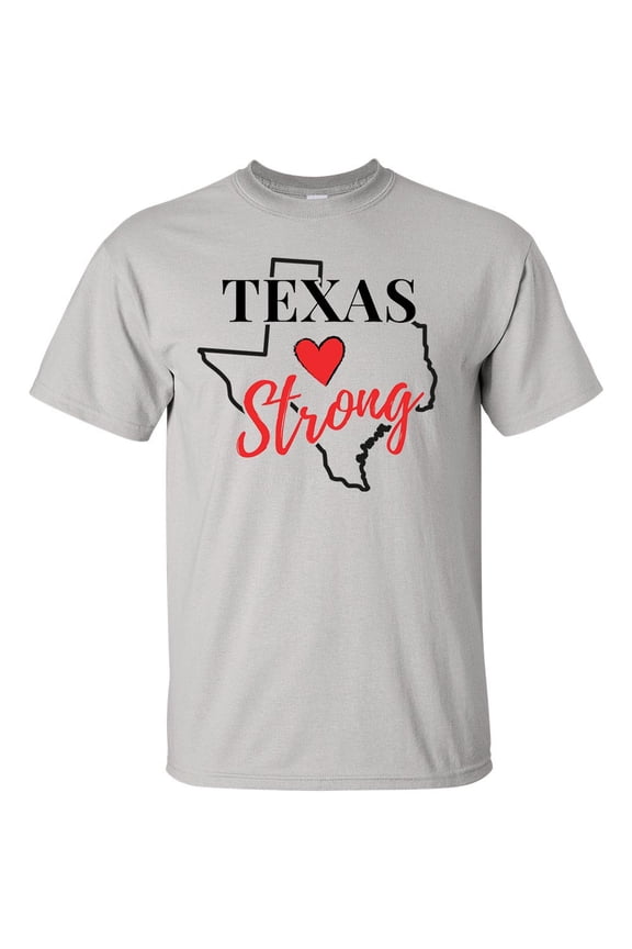 USA States Strong State Outline Heart Unisex Adult Short Sleeve T-shirt-Texas-xxl
