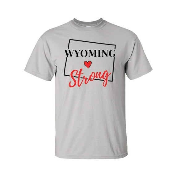 USA States Strong State Outline Heart Unisex Adult Short Sleeve T-shirt-Wyoming-xxxl