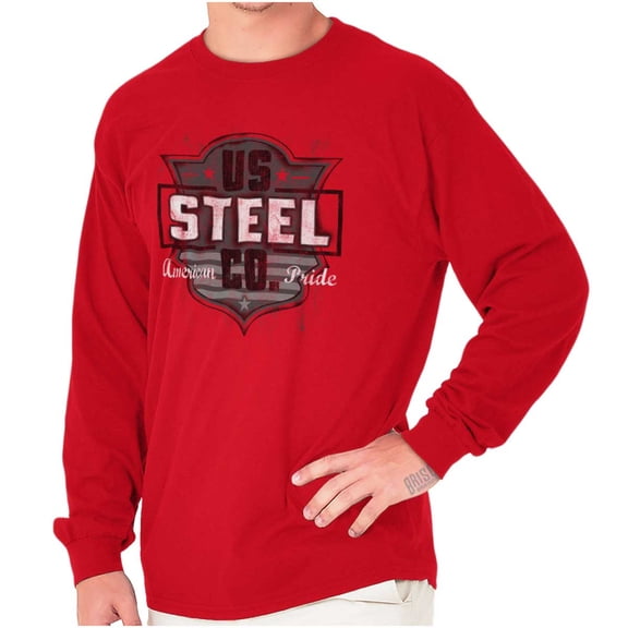 USA Steel American Blue Collar Pride Plus Size Long Sleeve Graphic Tee Shirt Brisco Brands 2X