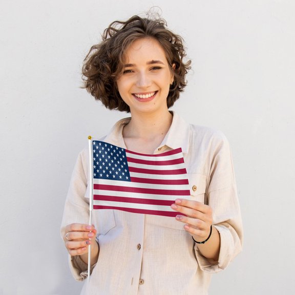USA Stick Flags 5.5x8.2 Inch, 10 Pack - Mini Handheld Flags for 4th of July, Veterans Day & Patriotic Events