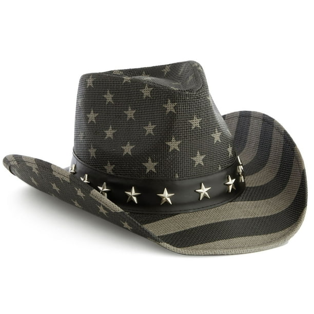 6823 Straw Cowboy Hat For Women And Men - American Flag Patriotic Usa Western Unisex Straw Cowboy Hat, 4th of July Western Accessories for  main image 4