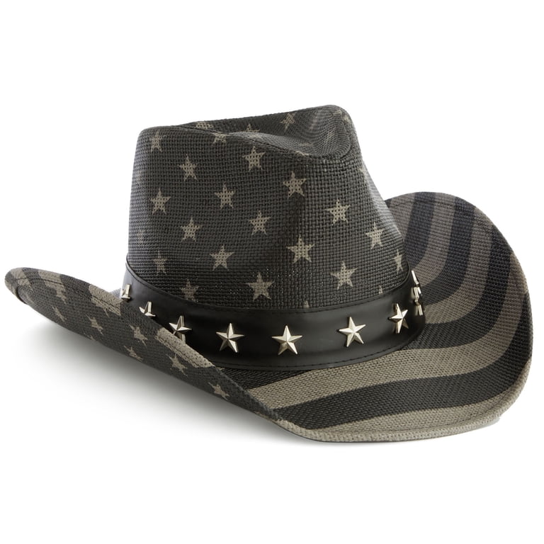 Patriotic Straw Cowboy Hat, Vintage USA Flag Design, for Men  display picture 3