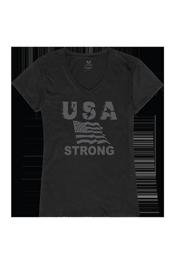 USA Strong 2 Graphic V-Neck T-Shirts, Black - 2XL