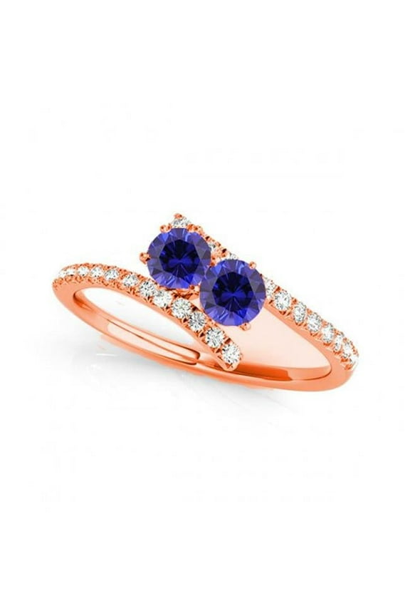 R781-1.0-14R-vs-2 1.0 14K Rose Gold Two Stone Rings, vs-2 Round