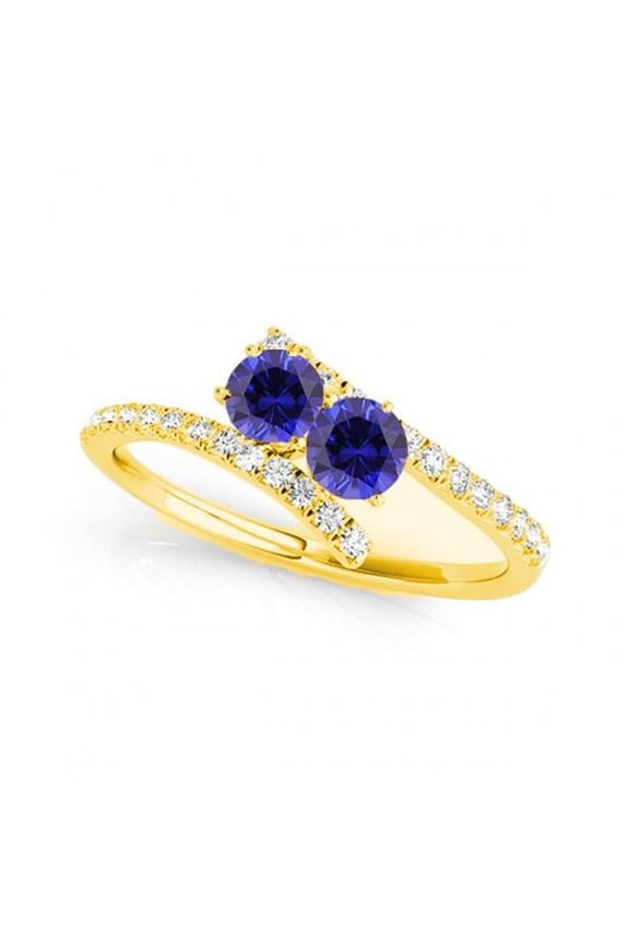 R781-S-D-.50-14Y-vs-2 0.50 14K Yellow Gold Sapphire Two Stone Rings, vs-2 Round