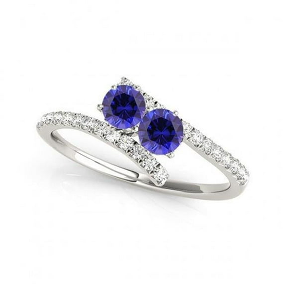 USA Studs R781-S-D-.75-14W-Si-2 0.75 14K White Gold Sapphire Two Stone Rings, Si-2 Round