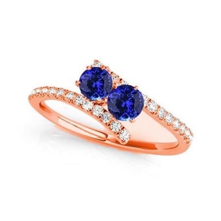 USA Studs R781-TZ-D-1.0-14R-i-1 1.0 14K Rose Gold Tanzanite Two Stone Rings, i-1 Round