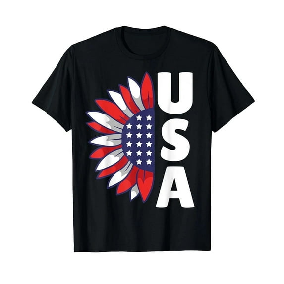 USA Sunflower T-Shirt – American Flag Patriotic Tee – 4th of July Independence Day Shirt