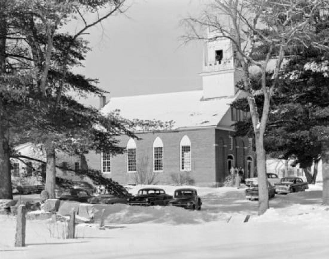 USA Swansea New Hampshire church in winter Canvas Art - (18 x 24)