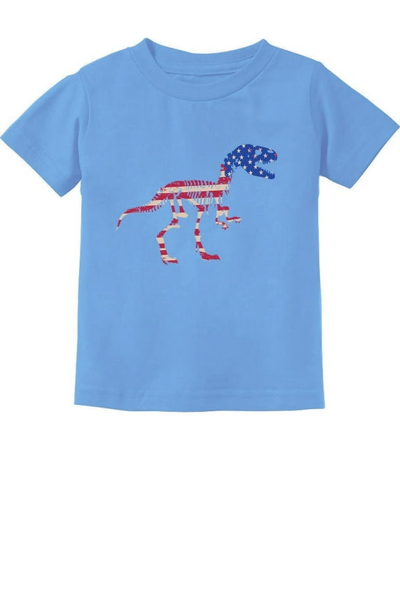 USA T-Rex Dinosaur Tstars Toddler's T-shirt - Patriotic 4th of July Graphic Tee - Perfect Gift for Independence Day - American Flag-Themed Kids Apparel - 2T California Blue
