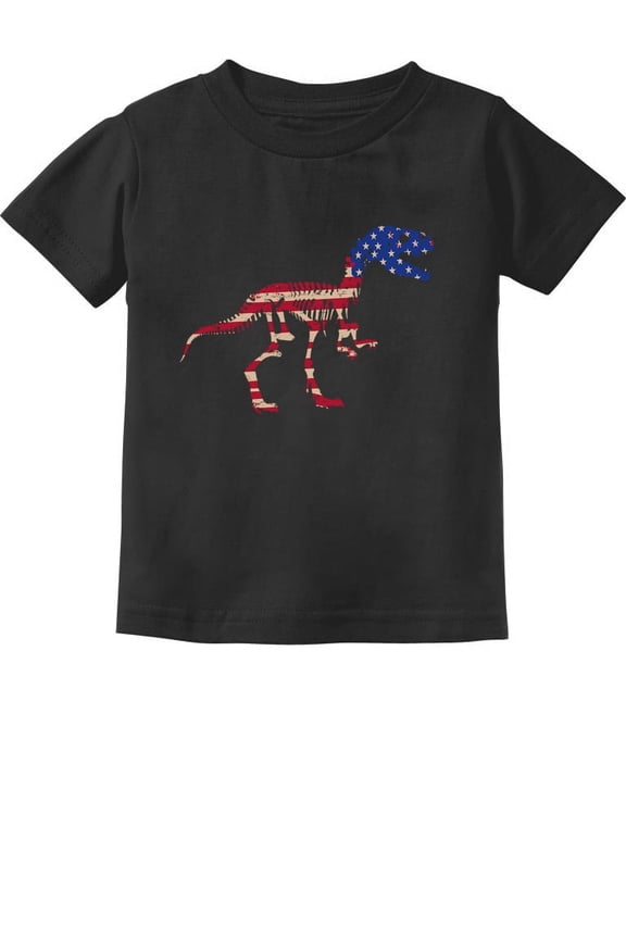 USA T-Rex Dinosaur Tstars Toddler's T-shirt - Patriotic 4th of July Graphic Tee - Perfect Gift for Independence Day - American Flag-Themed Kids Apparel - 4T Black