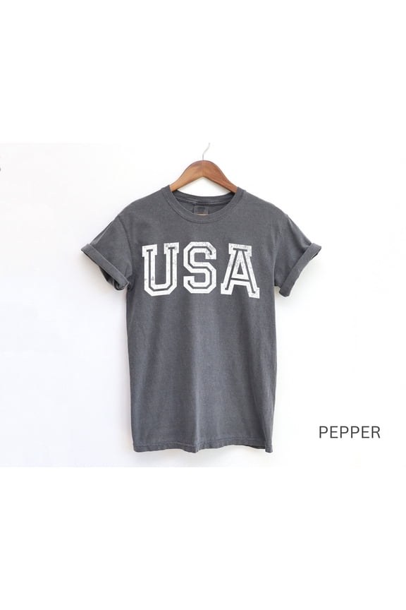 USA T-Shirt Style Faded Sporty Athletic Tee United States of America, 4th of July Outfit M