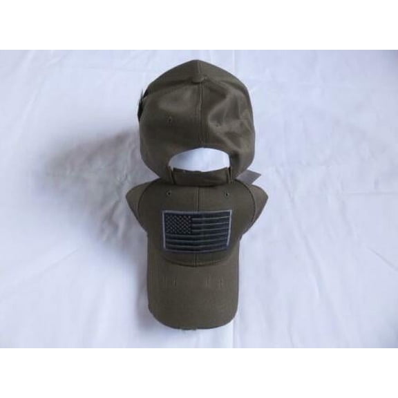 USA TACTICAL OLIVE DRAB GREEN DISTRESSED STYLE CAMO HAT CAP (PREMIUM COTTON)
