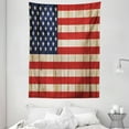 thumbnail image 1 of USA Tapestry, Fourth of July Independence Day Damaged Wooden Fence Looking Freedom Symbol, Wall Hanging for Bedroom Living Room Dorm Decor, 60W X 80L Inches, Cream Red Navy Blue, by Ambesonne, 1 of 5