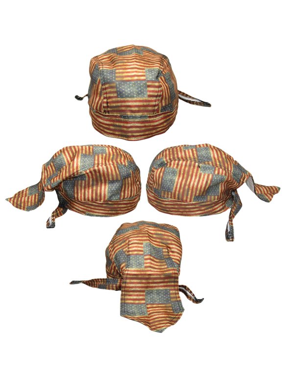 USA Tea Stained Do Rag Doo Rag Skull Cap Head Wrap