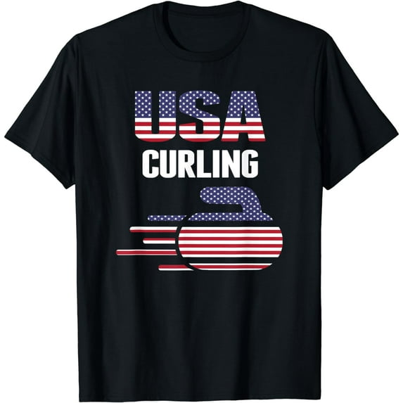 USA Team Curling Rock Jersey - Vintage Winter Sports Lovers T-Shirt