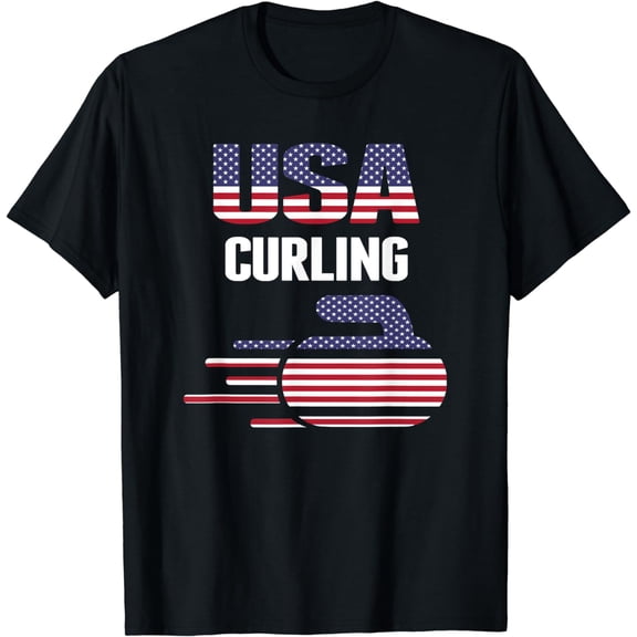 USA Team Curling Rock Jersey - Vintage Winter Sports Lovers T-Shirt