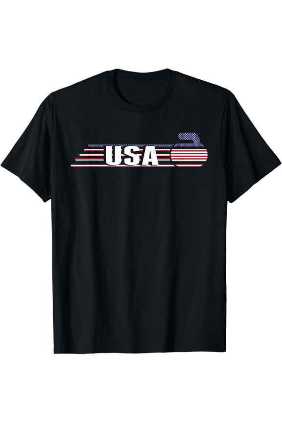 USA Team Curling Rock Jersey - Vintage Winter Sports Lovers T-Shirt