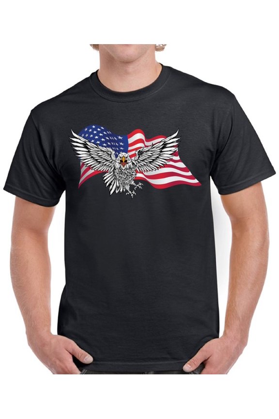 USA Tee for Men - Graphic Tshirts - American Flag Patriotic 4th of July Party