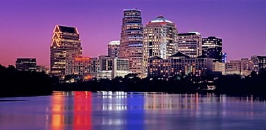 USA Texas Austin View of an urban skyline at night Canvas Art - Panoramic Images (24 x 12)