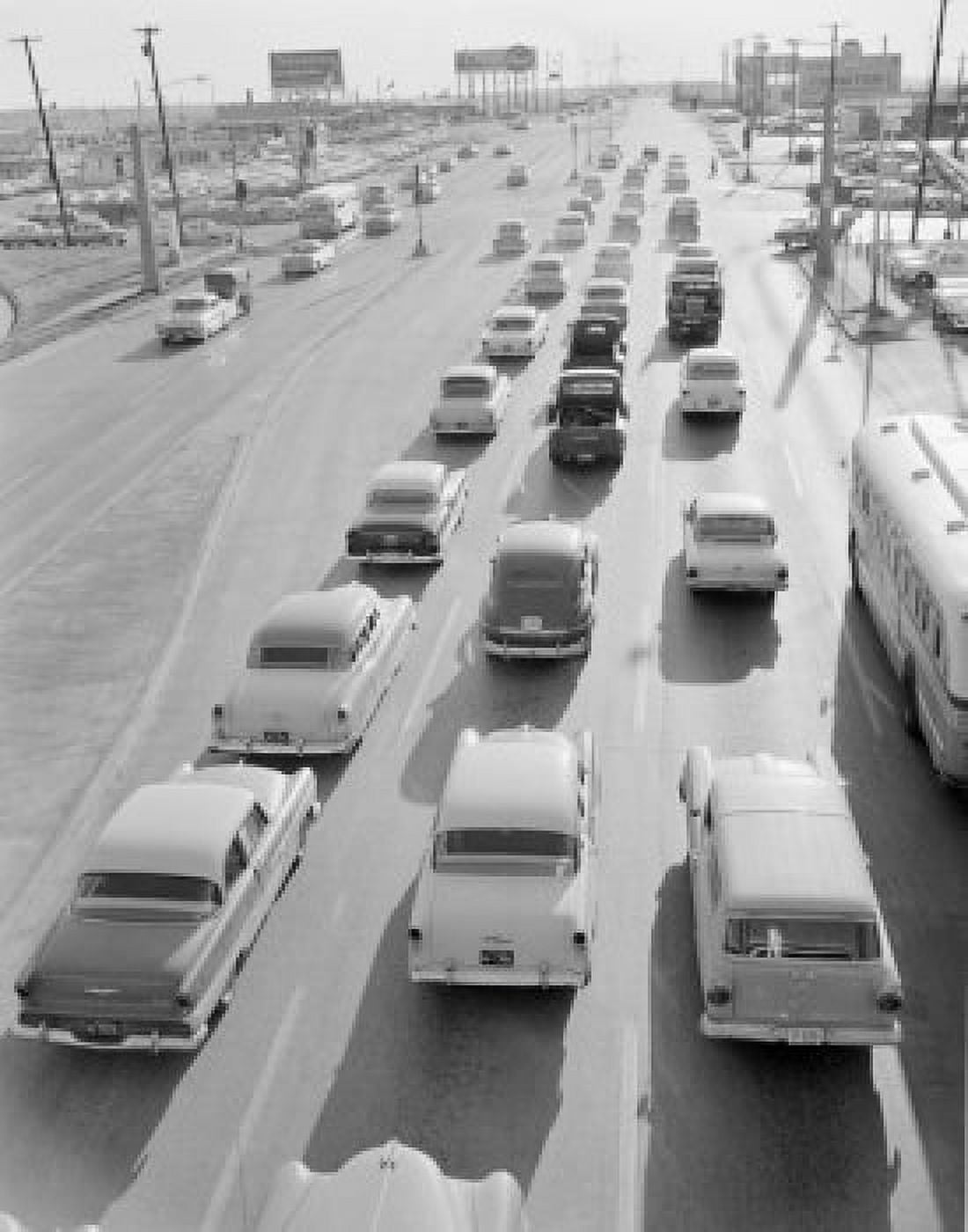 USA Texas Dallas Evening traffic leaving Canvas Art - (18 x 24)