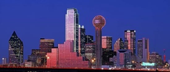 USA Texas Dallas Panoramic view of an urban skyline at night Canvas Art - Panoramic Images (30 x 13)