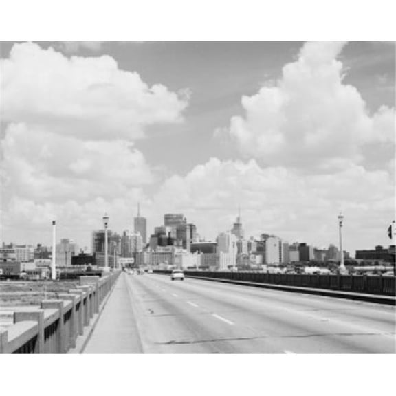 USA Texas Dallas Trinity River Bridge Leading to Downtown Poster Print - 18 x 24 in.