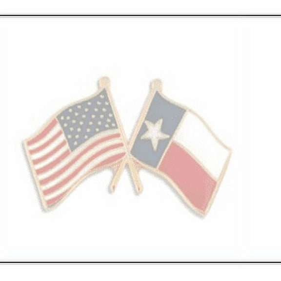 USA & Texas Flag Friendship Crossed Flags Lapel Hat Pin (Made in USA)