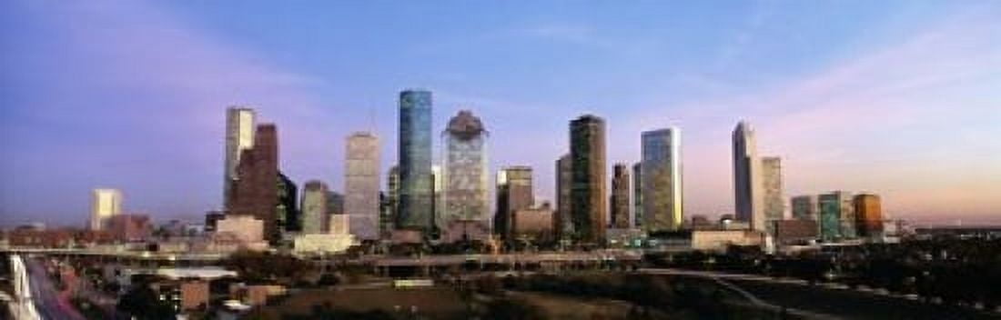 USA Texas Houston twilight Canvas Art - Panoramic Images (18 x 6)