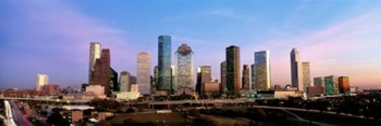 USA Texas Houston twilight Canvas Art - Panoramic Images (36 x 12)